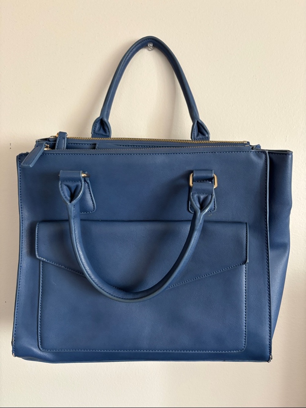 Classic Navy Structured Tote Bag - Women